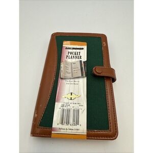 NOS Vtg DAY RUNNER Mini Organizer Pocket Planner Fabric 3.25"x6.75" Green SCUFFS